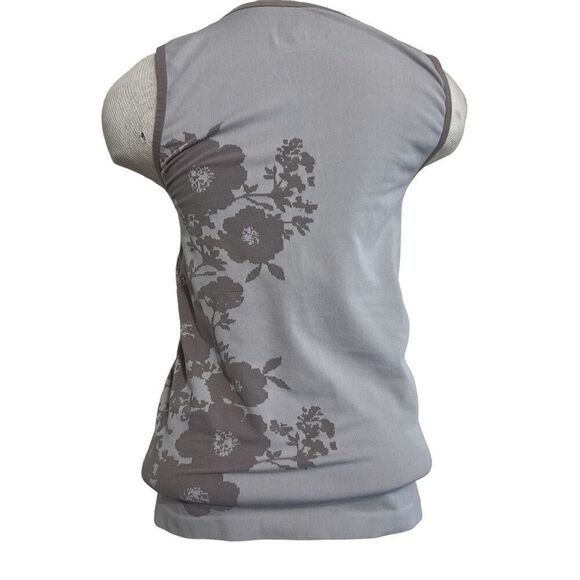 Athleta neutral taupe dnd tan v neck fitted tank top floral size large - Picture 2 of 7